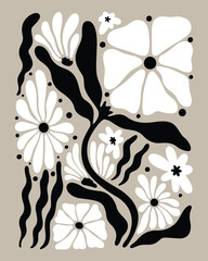 minimalist flowers in monochrome color shades