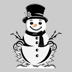 A Snowman with Christmas view. Christmas background with snowman.