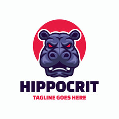 Vector Logo Illustration Hippo Mascot Cartoon Style