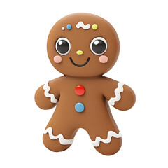 Obraz premium Delightful gingerbread man, cheerful grin, colorful buttons, festive treat! Perfect for holiday baking.