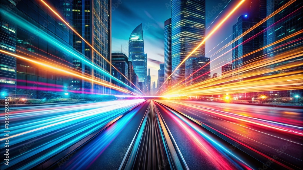 Poster dynamic flowing speed lines technology background in panoramic view for futuristic designs and digit