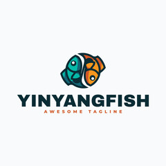 Fototapeta premium Vector Logo Illustration Yin Yang Fish Simple Mascot Style