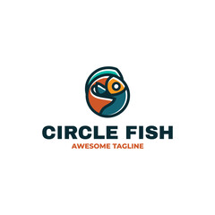 Vector Logo Illustration Circle Fish Simple Mascot Style