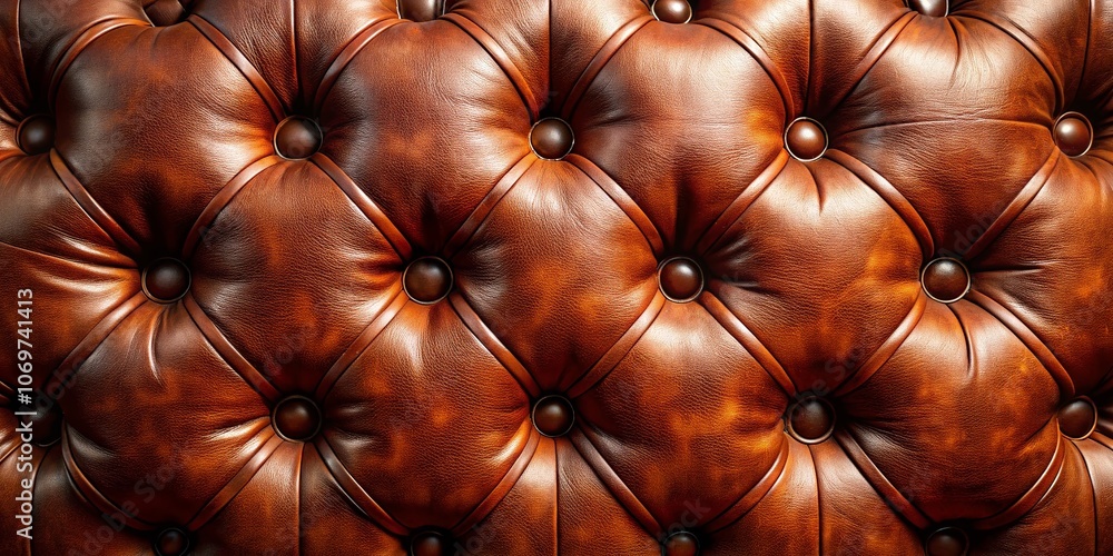 Poster elegant brown upholstery pattern with horizontal leather texture featuring buttons for architectural