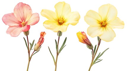 Yellow Flowers on White Background