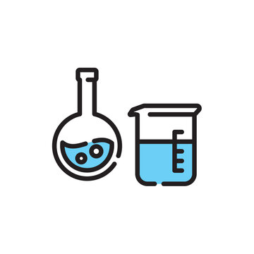 blue beaker and flask science equipment clip art preview