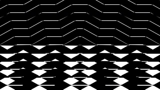Abstract creative black and white geometric diamond shape pattern motion background. Video animation Ultra HD 4k footage.