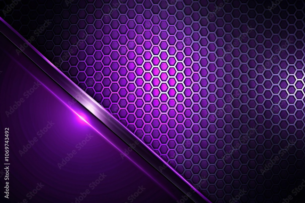 Poster elegant modern premium dark background with shiny purple diagonal hexagon pattern and ample copy spa