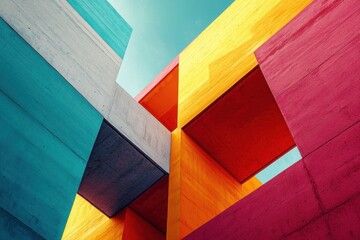 Vibrant abstract architecture exploring modern design with depth and dimension