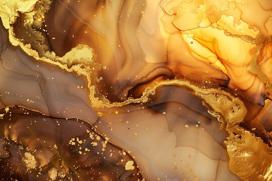  Elegant gold and honey flyers featuring geode with marble abstract pattern