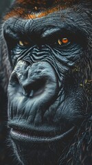 Close-Up Portrait of a Powerful Gorilla: A Look into the Eyes of a Wild Animal