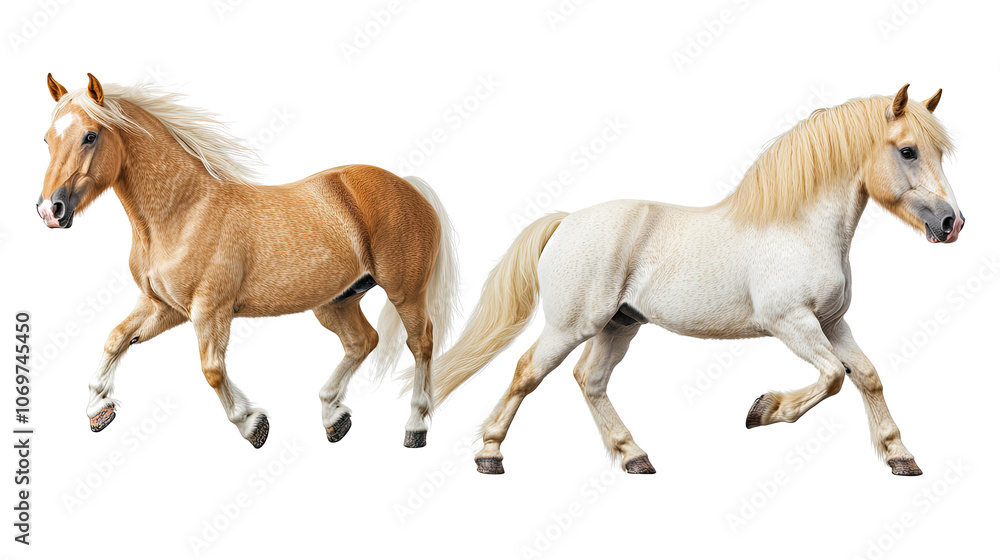 Aufkleber galloping horses with flowing manes in a dynamic collection generative ai