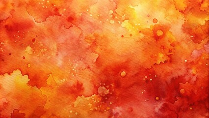 Beautiful red orange abstract background. Drawn, hand painted aquarelle. Wet watercolor pattern....