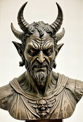 Fototapeta premium A devil statue on a white background.