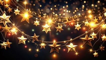 Fototapeta premium Enchanting Long Exposure of a Christmas Stars Garland Background Creating a Magical Holiday Atmosphere with Twinkling Lights and a Cozy Vibe Perfect for Seasonal Decor