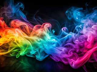Obraz premium Enchanting Long Exposure of Little Blond Vibrant Colored Smoke Waves in a Dreamy Environment, Capturing the Fluidity and Motion of Colorful Smoke Artistry