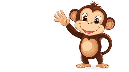 Cute Cartoon Monkey Waving Hello