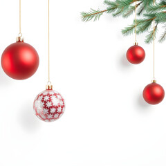 Christmas ball ornaments with solid white background fit for greetings card, graphic design material, etc.