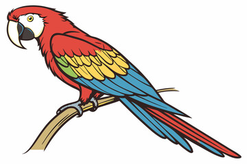Colorful Scarlet Macaw Parrot Vector Illustration With Isolated on White Background