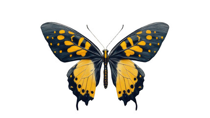 Obraz premium A black and yellow butterfly with wings spread wide.