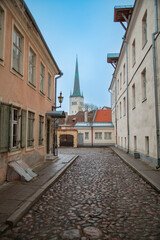 Fototapeta premium late autumn in the medieval city of Tallinn. Castles and towers