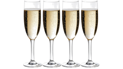 Elegant Glasses of Champagne Arranged on a Transparent Background Generative AI