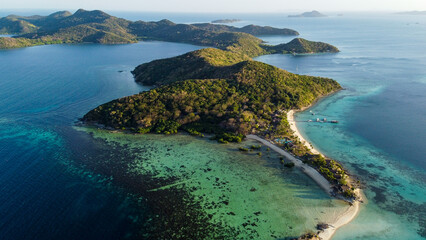 Drone shot of island in the Philippines