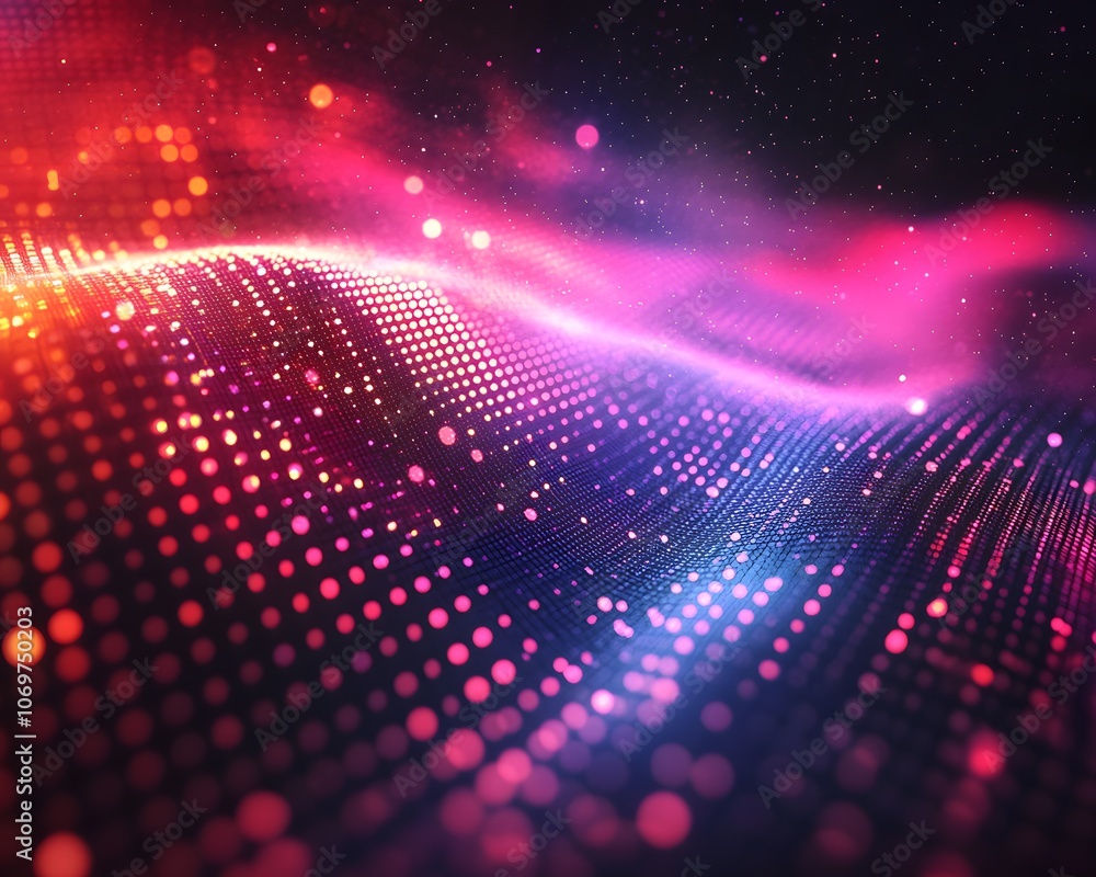 Fototapete Bright gradient background with colorful grains. It represents a mix of energy, movement, fun and liveliness with the grain of old computer graphics or noisy TV. It has a retro or futuristic feel.