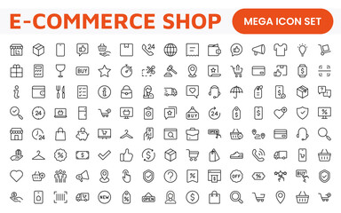 Shopping Icon Set. Vibrant and engaging icons for enhancing e-commerce platforms, perfect for product listings, cart management, and checkout processes to elevate the online shopping experience.