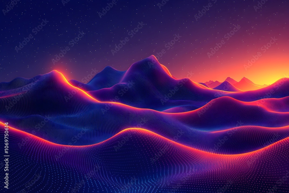 Fototapete Bright gradient background with colorful grains. It represents a mix of energy, movement, fun and liveliness with the grain of old computer graphics or noisy TV. It has a retro or futuristic feel.