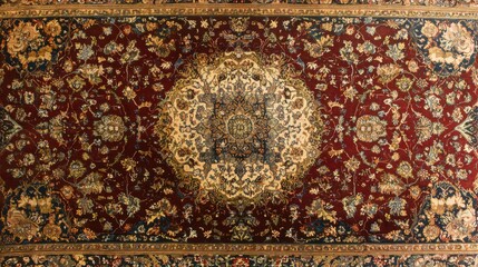 Fototapeta premium Elegant Persian Rug with Intricate Floral Patterns