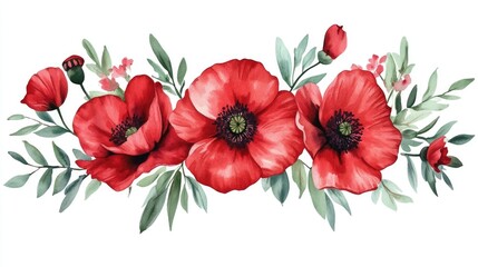 Red Flowers White Background