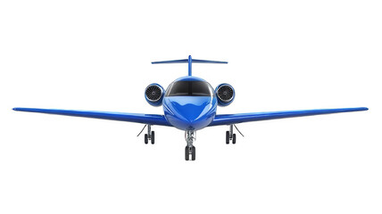 Fototapeta premium A blue private jet isolated on a black background.