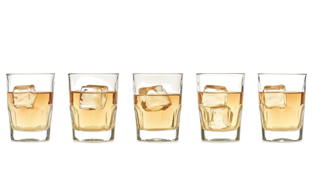 Glasses of Tequila With Ice Clinking Together for a Cheerful Toast Generative AI