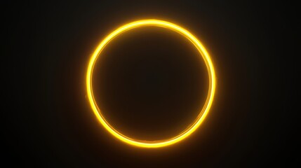 Circle Warm yellow light painting element glowing vividly against a black background