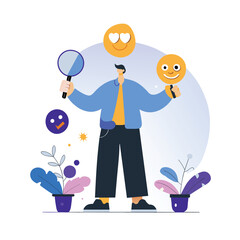  finding happiness positive thinking emotion flat illustration 