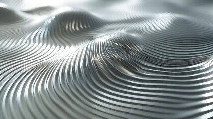 Obraz premium Abstract Silver Waves with Smooth Stripes and Reflections