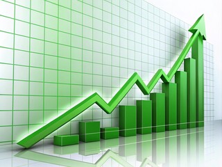 Green Arrow Graph Indicating Upward Trend with Transparent Background for Business Growth Analysis and Financial Success Visualization
