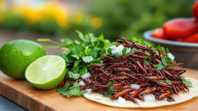 Enjoy a flavorful taco de chapulines with fresh ingredients
