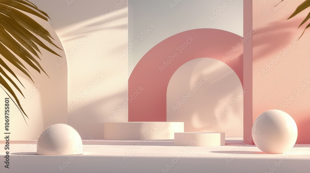 Aufkleber minimalist abstract architecture with soft colors