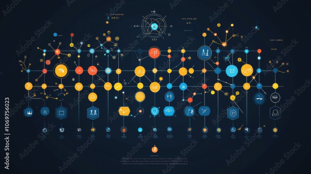Poster colorful data network infographic visual representation