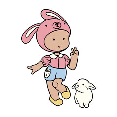 child in bunny costume