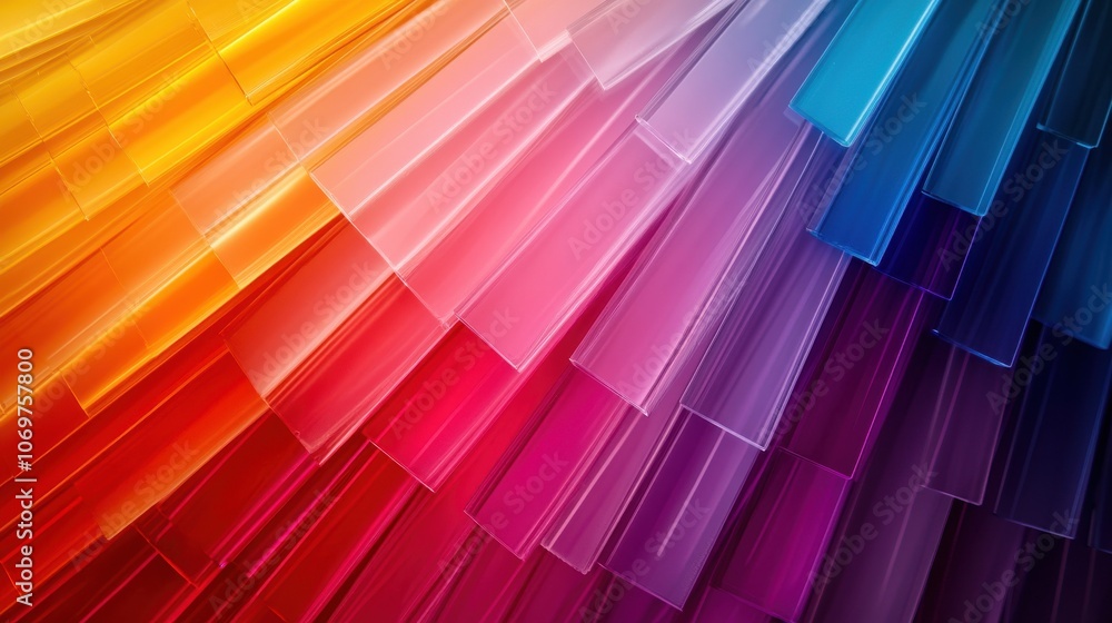 Poster a vibrant display of layered colors ranging from warm hues to cool tones, creating an abstract gradi