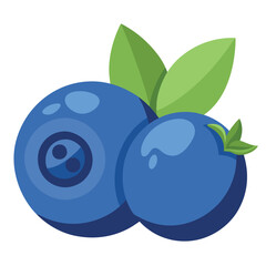 Blueberry and half of pcs fruit vector art illustration