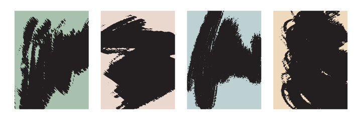 Grunge brush strokes cover set. Trendy minimal flyer, presentation, brochure, banner, poster design