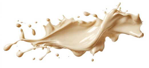 Wavy cream or beige cheese,  liquid isolated on a white background