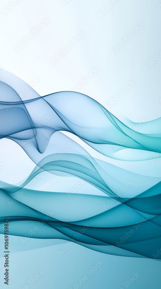 Poster serene blue and teal abstract wave background with tranquil gradient transitions
