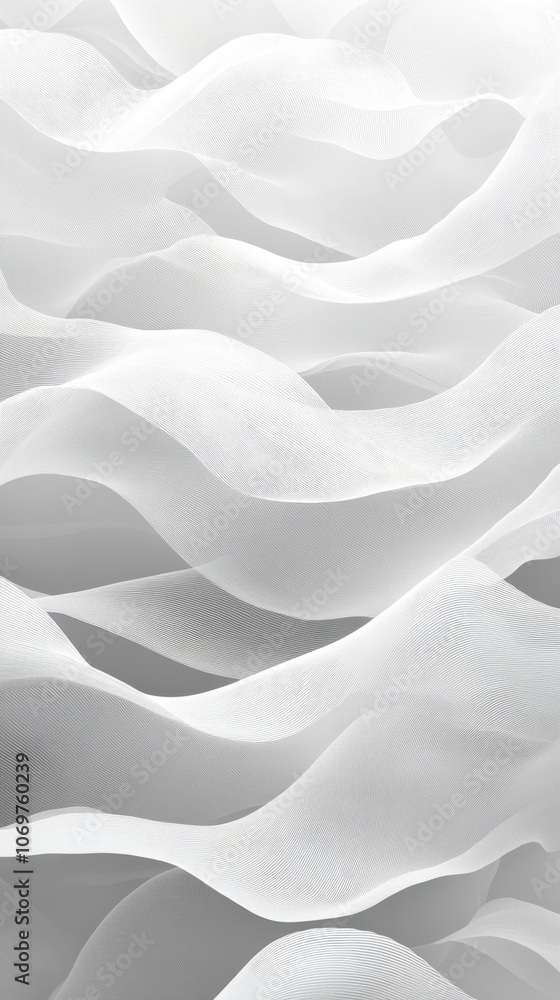 Poster serene monochrome abstract wave design with delicate curves and soft gradients for modern aesthetic