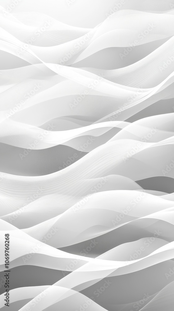 Poster serene monochrome abstract wave design with delicate curves and soft gradients