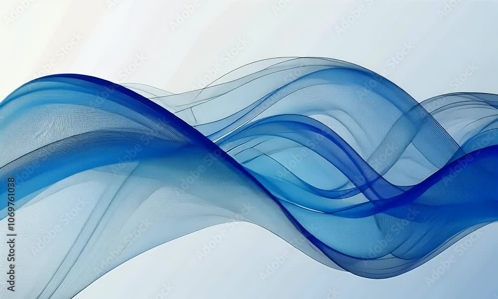 Poster abstract blue background with waves and lines vector presentation design template, simple white back